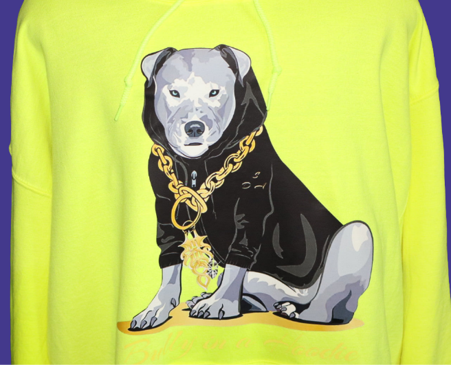 Yellow Bully in a Hoodie"
